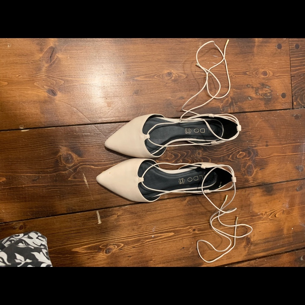 Aldo cream lace up flats